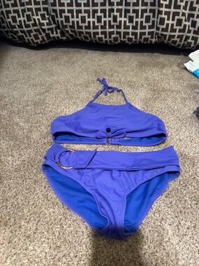 Dillard’s (Raisins)Girls Royal Purple Two-Piece Bikini Set with Decorative Ring